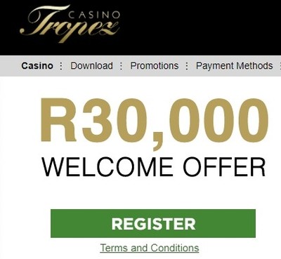 Casino Tropez ZAR Welcome Bonus